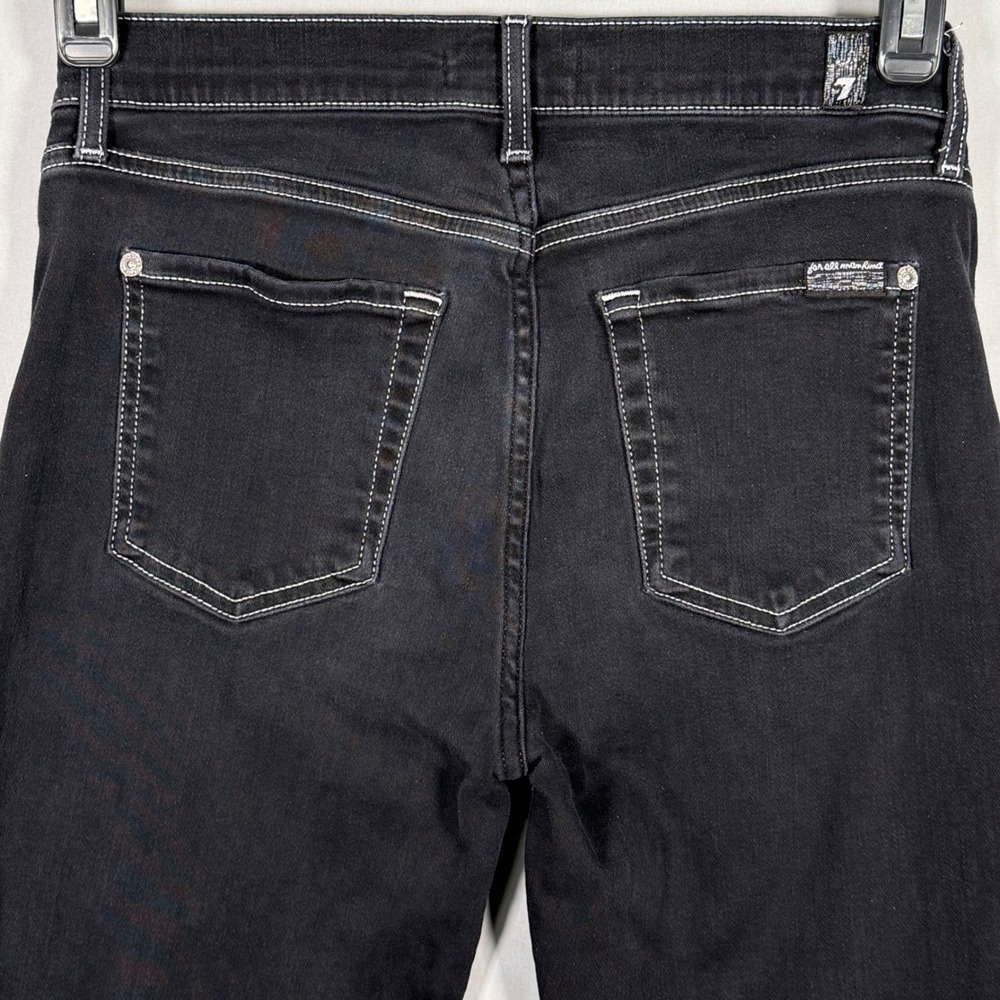 7 For All Mankind Womens Skinny Jeans Black Contrast Stitch Cropped 28 AU8398121